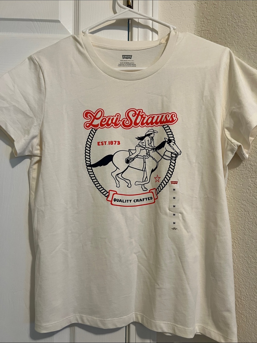 Levi's Cream Short-Sleeve Tee with Red & Black Rodeo Graphic